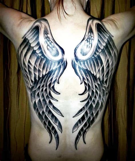 angel tattoos for men|angel wing back tattoo female.